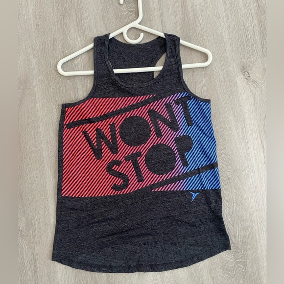 “Won’t Stop” Workout Tank Top, Gray Blue Pink - Picture 1 of 4
